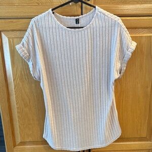 Women's Cream Ribbed Top